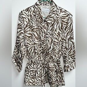 Alfred Dunner Animal Print Shimmer Mobwife Jacket. Sz.18